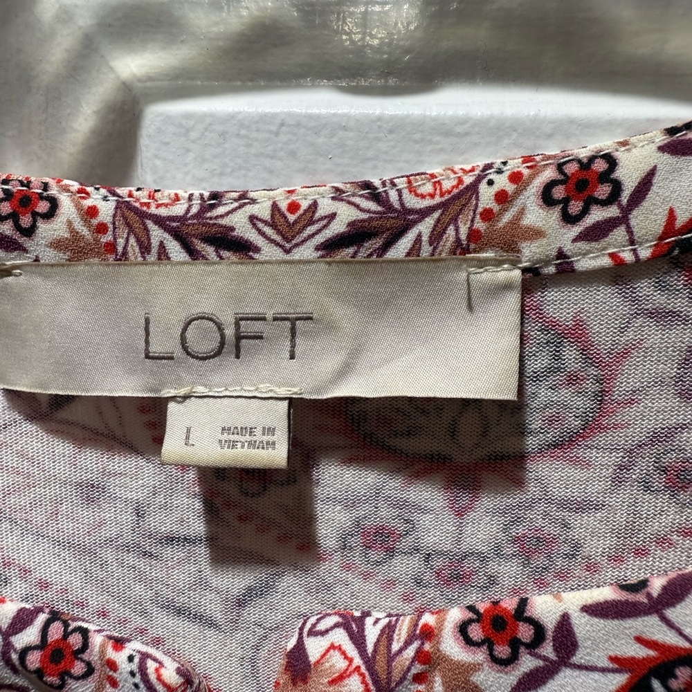 LOFT Red Ruffled Peter Pan Collar Blouse - Picture 2 of 3